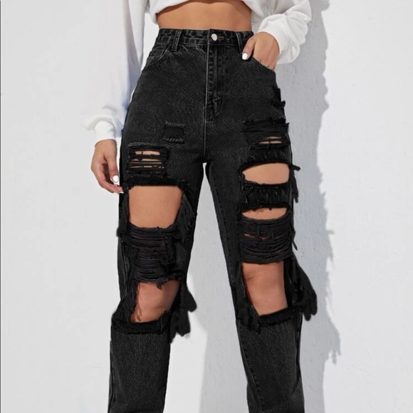 SHEIN Denim - black ripped jeans new never worn